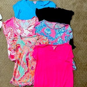Lot of 6 Lilly Pulitzer Linen Blend T-shirts XS